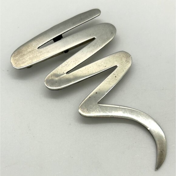 Vintage Sterling Silver Zig Zag Brooch Taxco Mexico 925 Statement Jewelry Piece - Picture 2 of 16